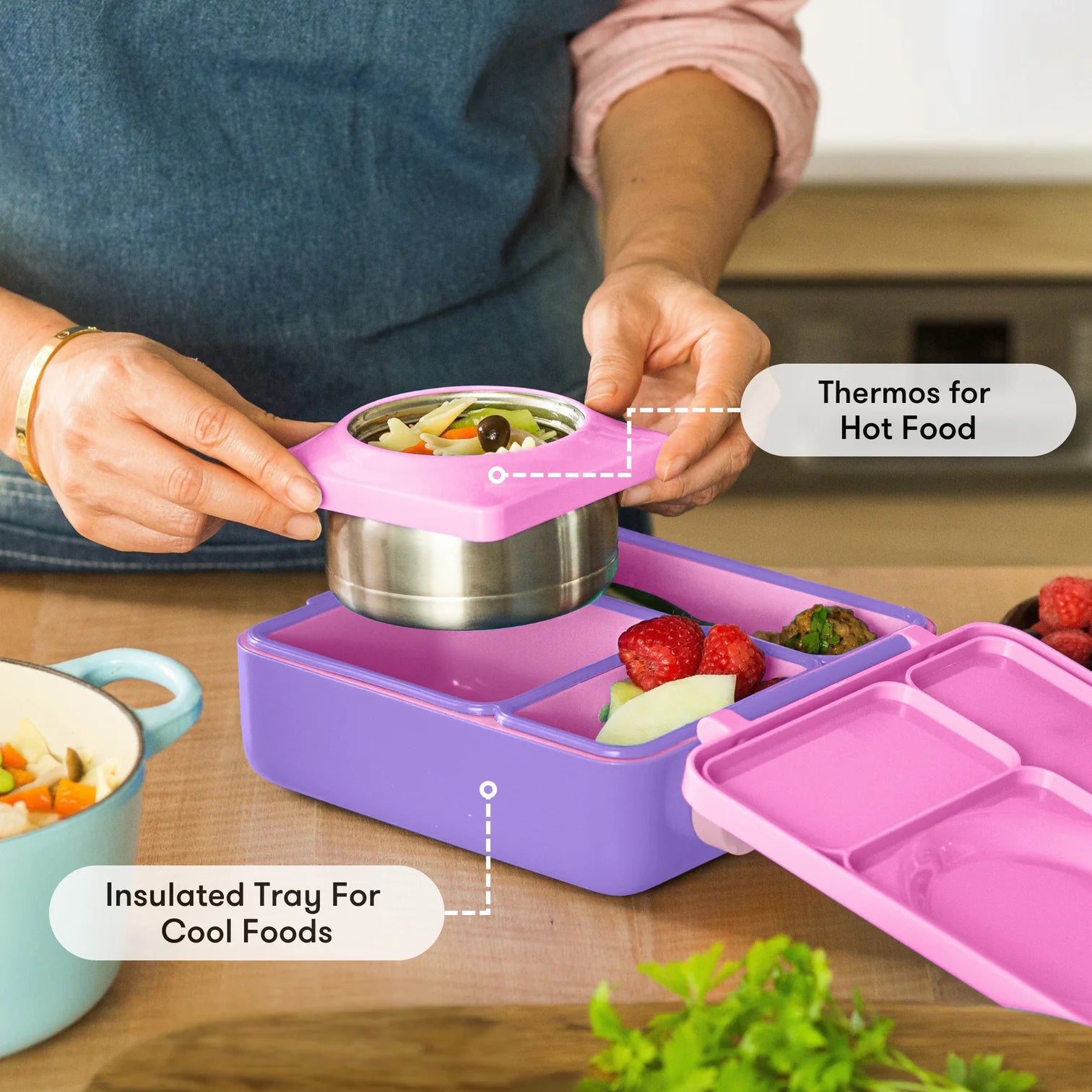 OmieBox hot & cold - Lunchbox s vyberateľnou termonádobou Unicorn Pink