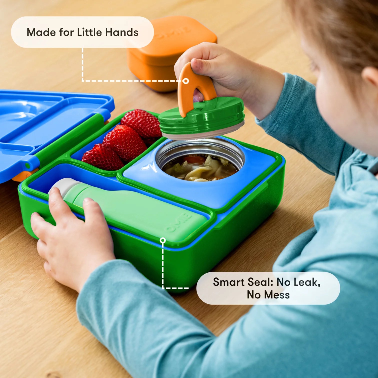 OmieBox hot & cold - Lunchbox s vyberateľnou termonádobou Monster Blue