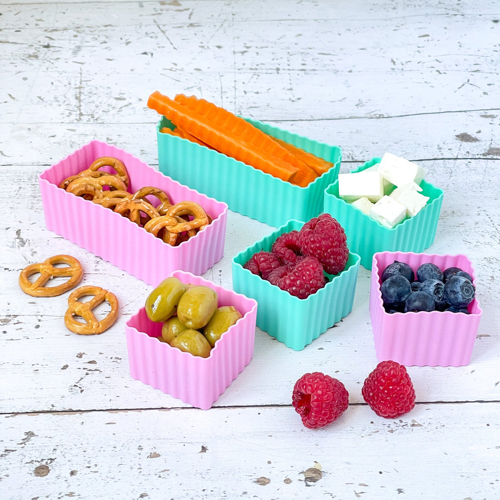 Yumbox CUBES - sada 6 silikónových formičiek tyrkys a ružová