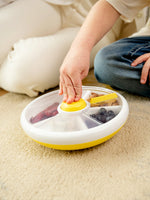 Načítať obrázok do zobrazovača galérie, Göbe Spinner SLIDE (veľký) - boxík s tlačidlom pre najmenších so 4 priehradkami žltý
