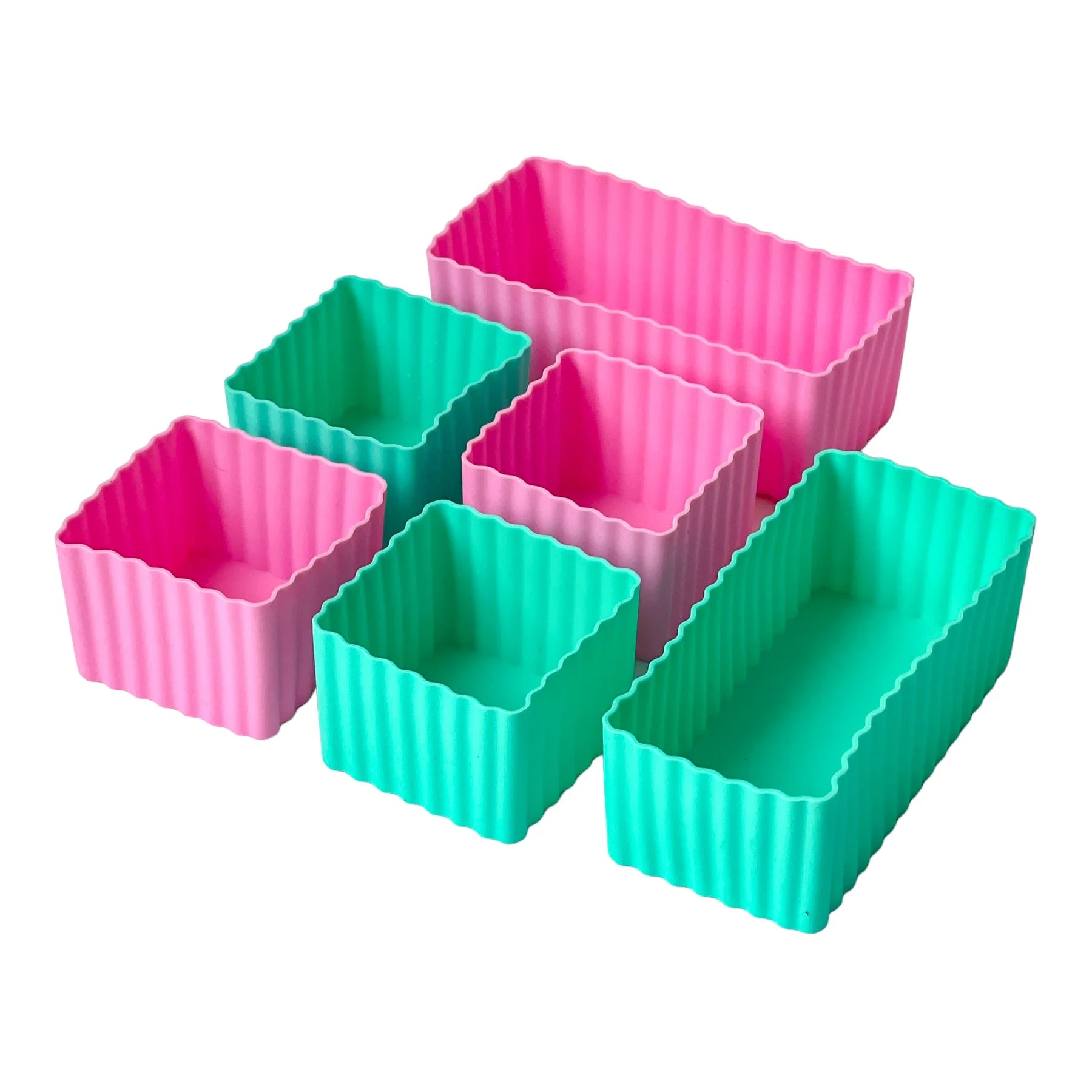 Yumbox CUBES - sada 6 silikónových formičiek tyrkys a ružová