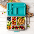 Lekkabox GRANDE - nerezový box s 5 oddeleniami - petrolejová