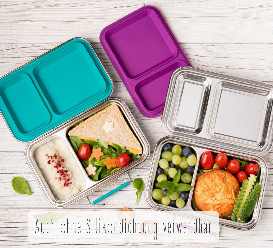 Lekkabox DUO - nerezový box s 2 oddeleniami - petrolejová