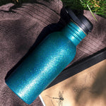 Načítať obrázok do zobrazovača galérie, Lekkabox GO 500ml - ľahká nerezová fľaša - aqua s trblietkami
