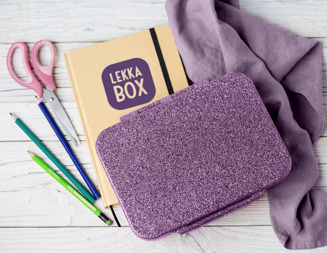 Lekkabox Glamour  so 4 oddeleniami - fialový s trblietkami
