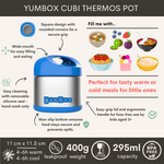 Načítať obrázok do zobrazovača galérie, Yumbox Cubi 295ml termoska na jedlo Surf Blue
