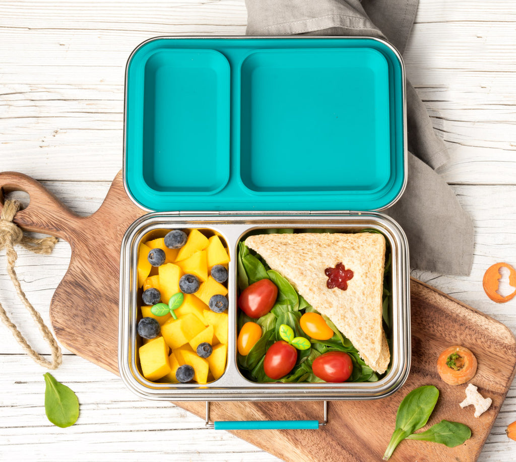 Lekkabox DUO - nerezový box s 2 oddeleniami - petrolejová
