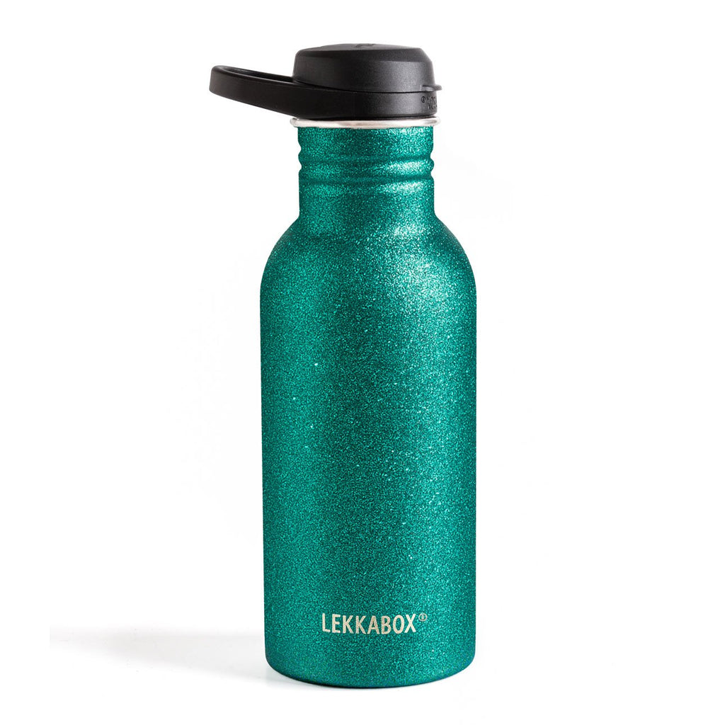 Lekkabox GO 500ml - ľahká nerezová fľaša - aqua s trblietkami