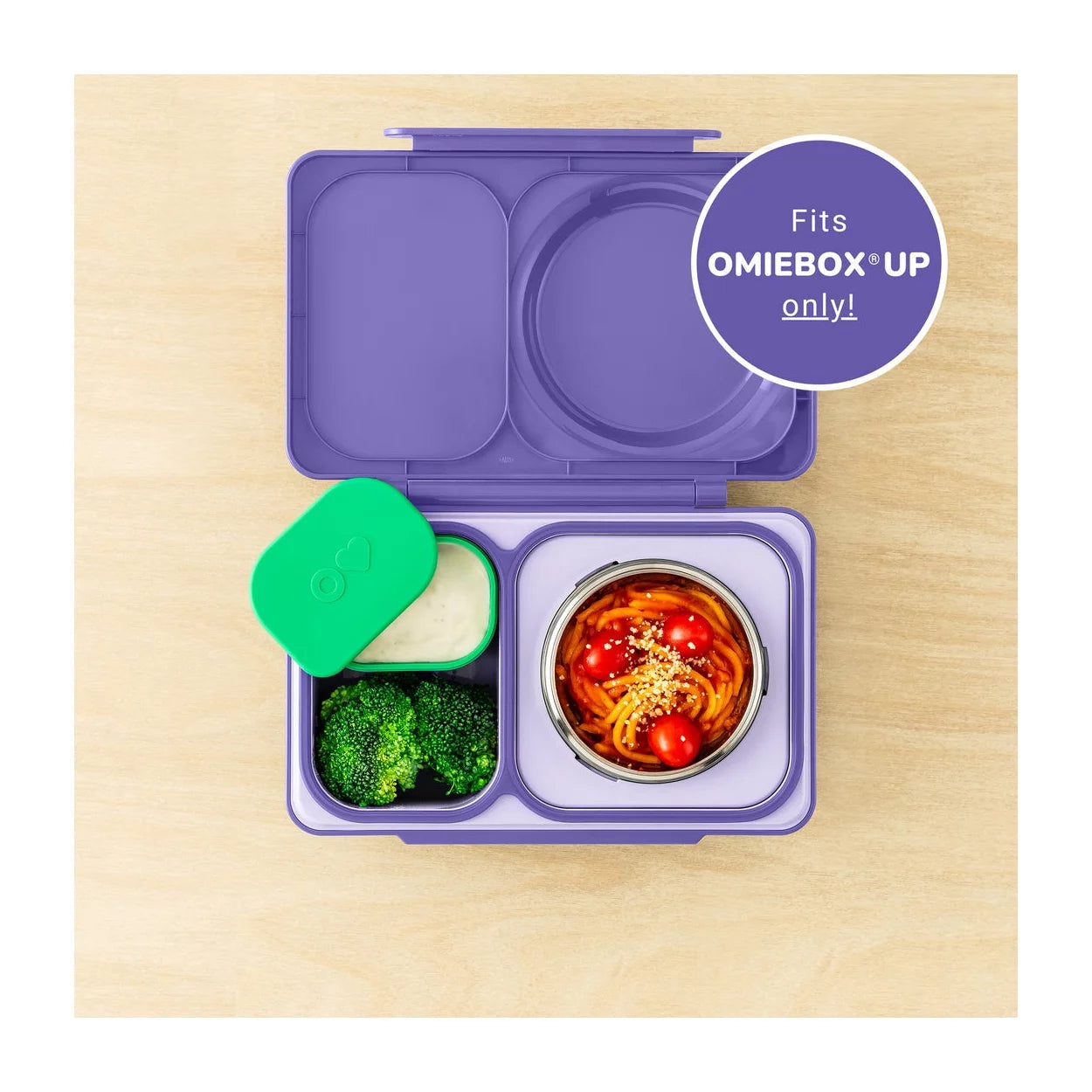 OmieDip pre Omie UP - sada 2 silikónových dózičiek zelená a fialová