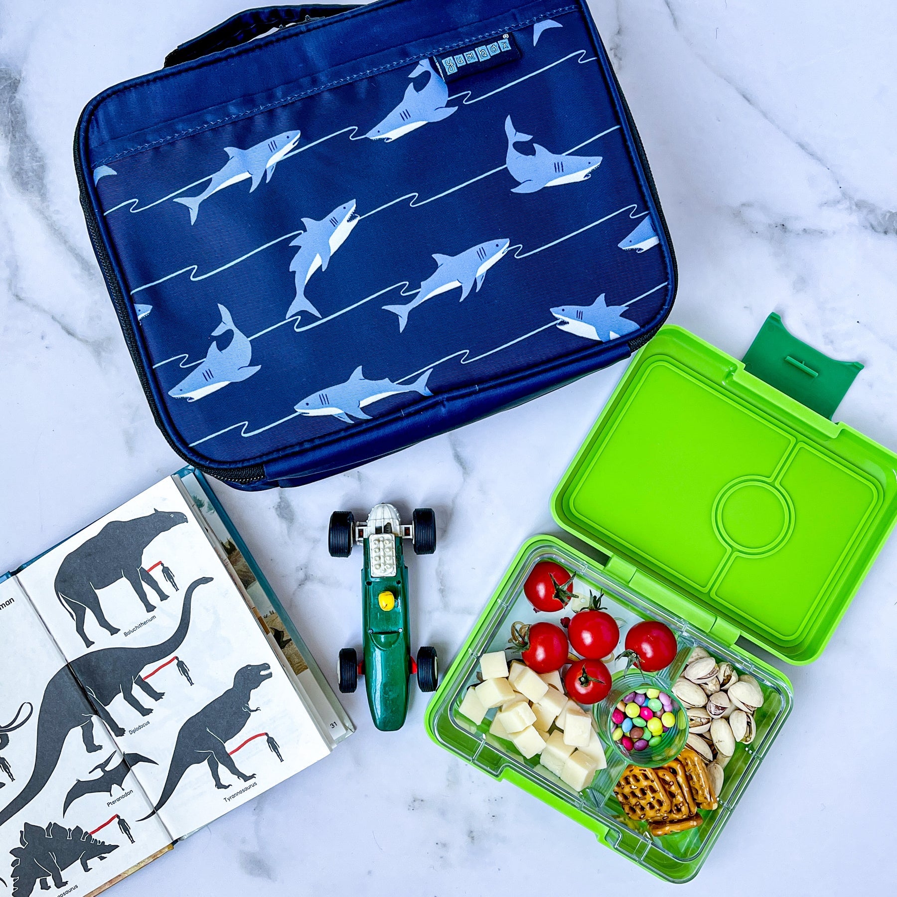 Yumbox Snack 3 oddelenia zelená limetka