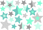 Načítať obrázok do zobrazovača galérie, Vodeoodolné nálepky Hviezdy mentolovo-sivé
