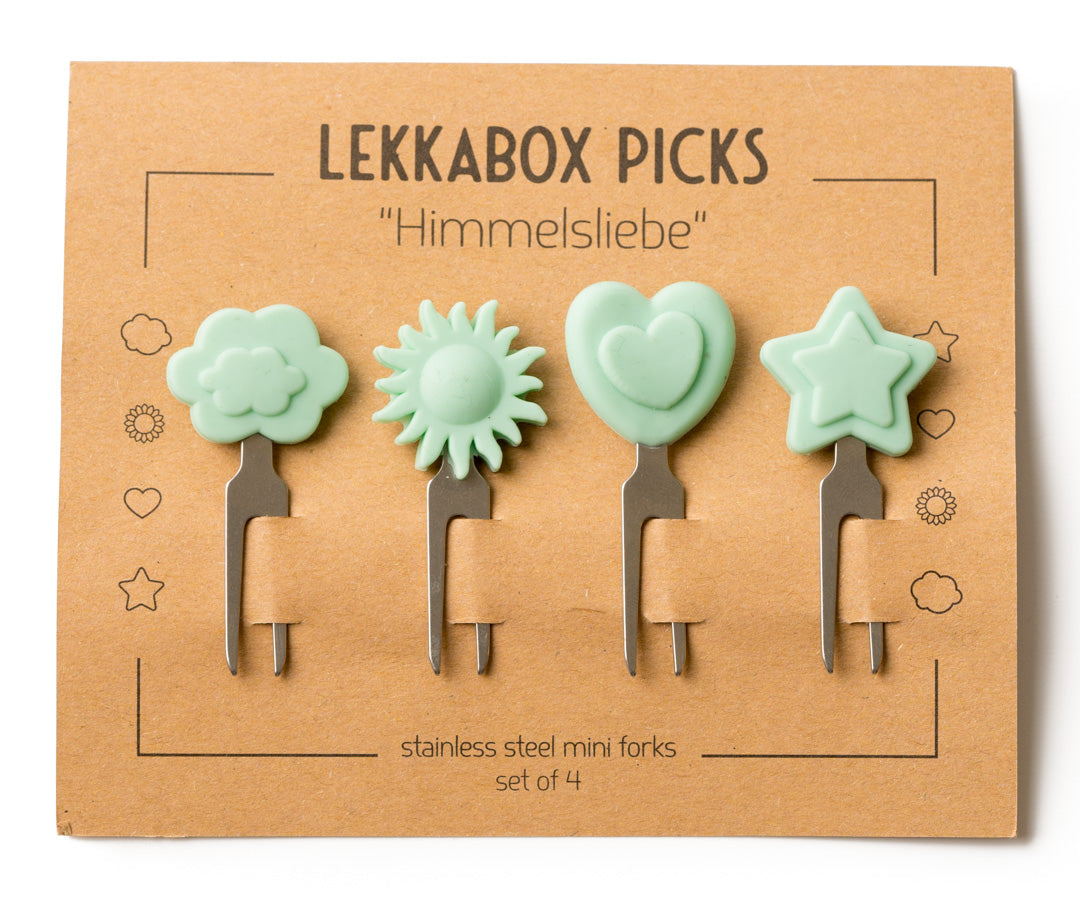 Set 4 krátkych nerezových napichovátok Lekkabox - láska nebeská