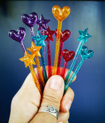 Načítať obrázok do zobrazovača galérie, Napichovátka dlhé trblietavé srdiečka a hviezdičky
